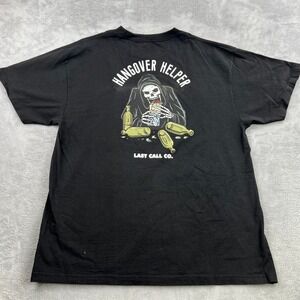 Last Call Co Hangover Helper Graphic T-Shirt 2XL Black Men Streetwear Skater Tee